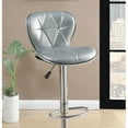 thumbnail image 2 of Silver / Grey Faux Leather PVC Stool Counter Height Chairs Set of 2 Adjustable Height Kitchen Island Stools Chrome Base, 2 of 5