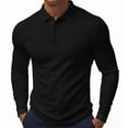 thumbnail image 2 of Mens Waffle Knit Polo Shirts Button Collared Long Sleeve Polo T Shirts Casual Slim Fit Office Work Golf Shirt, 2 of 5