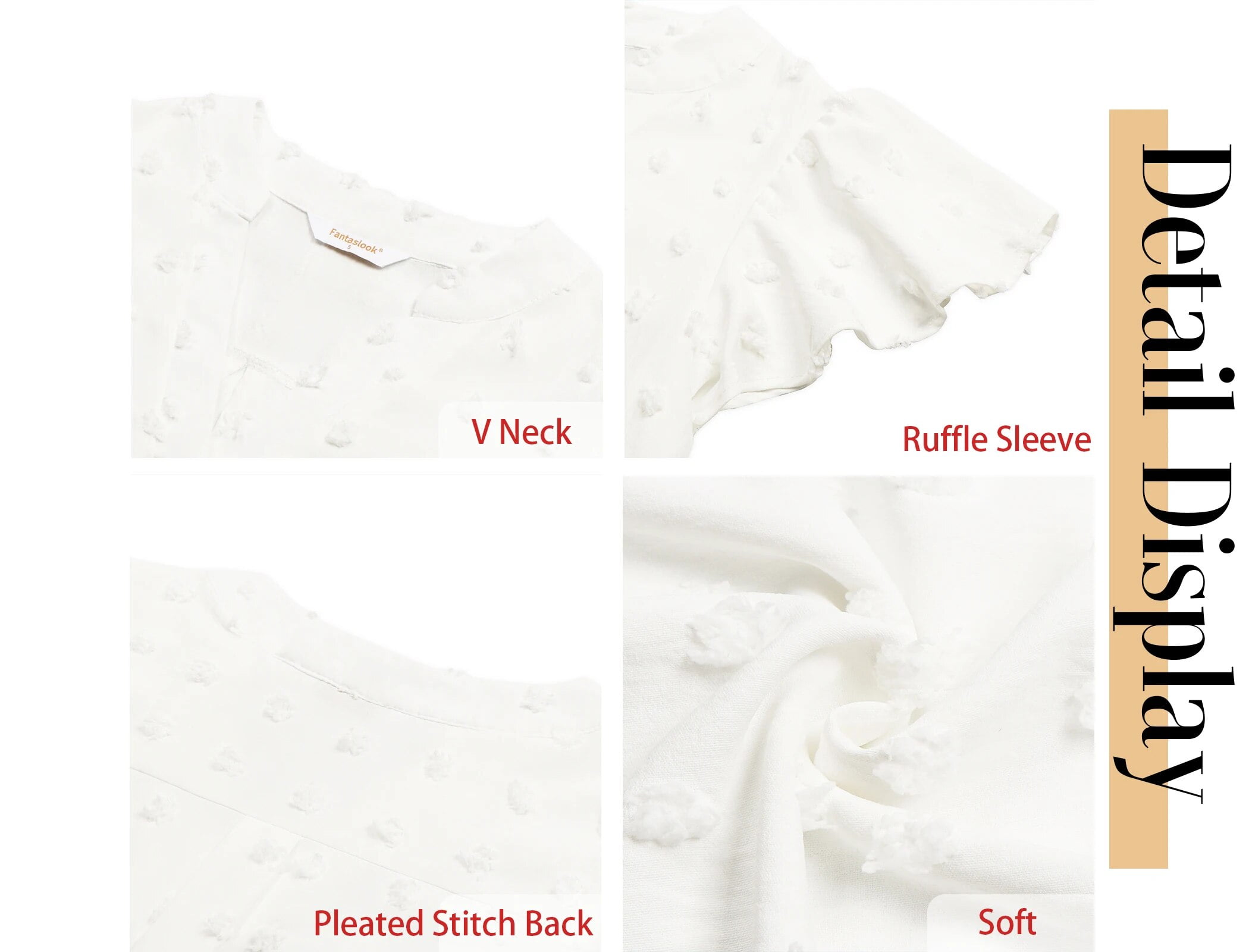 Fantaslook Blouses for Women Dressy V Neck Ruffle Sleeve Summer Tops Casual Flowy Shirts