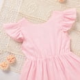 thumbnail image 6 of ZEHJUHAN Toddler Girls' Round Neck Ruffle Sleeveless Backless Dress with Bow Detail, Casual Smocked Summer Dress Pink，12-18M, 6 of 11