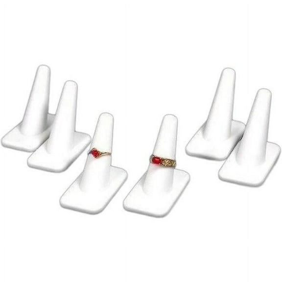 6White Rubber Ring Finger Jewelry Holder Showcase Display Stands