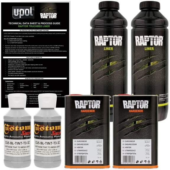 Raptor Mesa Gray Urethane Spray-On Truck Bed Liner & Texture Coating, 2 Liters