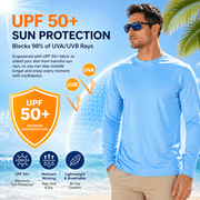 INGEAR Mens UPF 50+ Long Sleeve Sun Shirt, Quick-Dry UV Protection Rash Guard Black, XXL