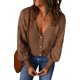 thumbnail image 4 of Casual cuello en V sólido cárdigan abierto por delante suéter de punto de tres botones invierno otoño abrigo versátil suelto blusa Top, 4 of 5