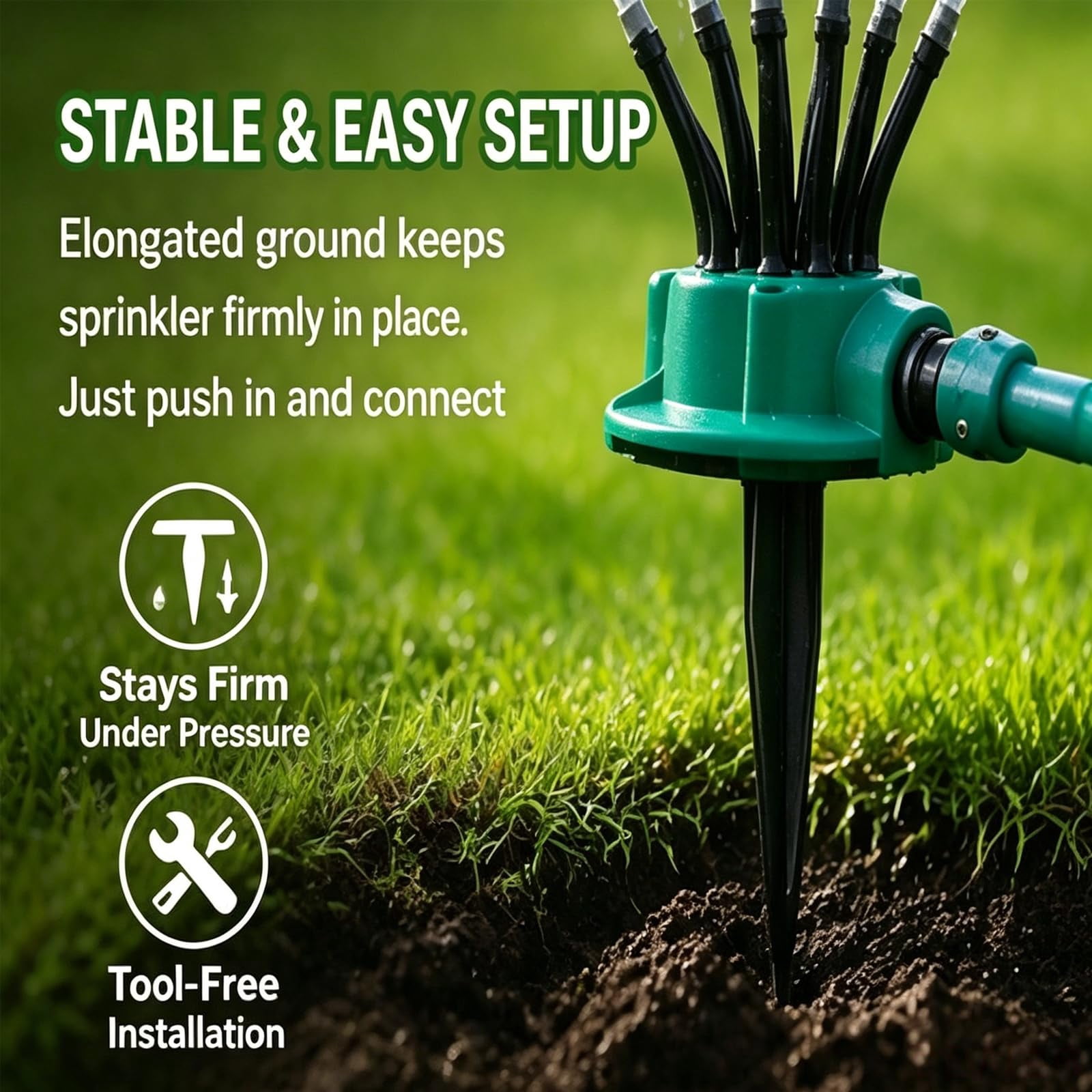 360° Coverage Precision Garden Irrigation Sprinkler with Heavy-Duty Spike Base, Automatic Rotating Lawn Sprinkler, for Yard, Lawn Sprinkler