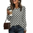 thumbnail image 2 of Miluxas Womens Casual Long Sleeve T-Shirts Round Neck Polka Dot Print Tops Trendy Loose Fit Blouses Gray L(L), 2 of 6