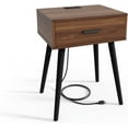 thumbnail image 3 of Mid-Century Nightstand (Set of Two) with Charging Station, Modern Side Table, and Single Drawer, 3 of 5