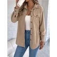 thumbnail image 4 of Womens Corduroy Shacket Blouses Button Down Shirts Pocket Long Sleeves Tops Jacket Coats Khaki XL, 4 of 6