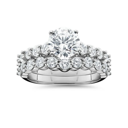 POMPEII3 2 1/15ct Diamond Engagement Ring With Matching Wedding Band 14K White