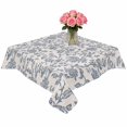 thumbnail image 2 of Farmhouse Blue Floral Table Cloth Waterproof Tablecloths, Vintage Botanical Leaves Burlap Tablecloth Dining Table Cover for Kitchen Party Tabletop Outdoor, Square Tablecloth 54x54 Inch, 2 of 9