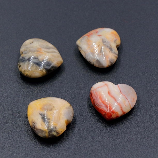 Adorno de corazón de piedra de ágata de cristal natural | Piedra preciosa pulida pequeña de 20 mm | Piedra desnuda para manualidades de bricolaje, decoración, regalos | Sin agujeros | Auténtico