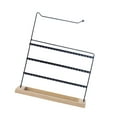 thumbnail image 3 of KLKCMS Desktop Earring Holder Multipurpose Wood Base Iron Frame Hanging Home Vanity Black, 3 of 9