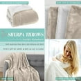 thumbnail image 2 of Elegant Comfort Holiday Reversible and Plush Flannel Fleece Sherpa Throw- Lightweight Soft and Cozy- All Season Decorative Throw, Perfect for Lounging, 50 x 60 inches, Ivory, 2 of 5