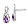 thumbnail image 1 of Boucles d'Oreilles Pendantes en Argent Sterling 925 Diamant Améthyste, 1 of 6
