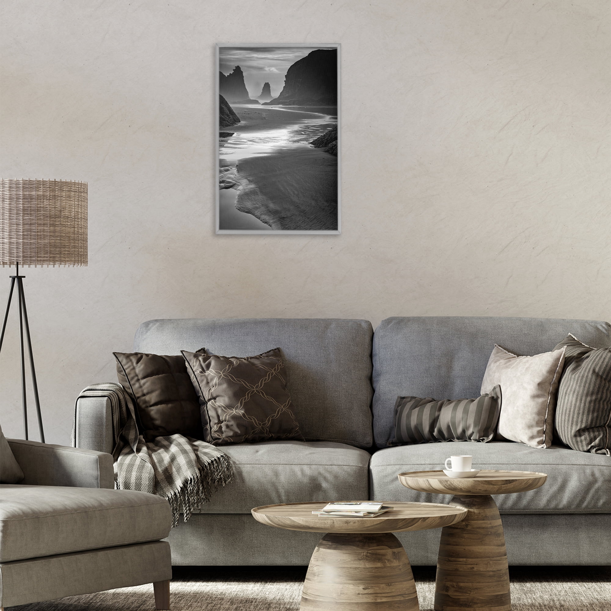 Stupell Industries Last Light On Bandon Beach Gray Framed Giclee Art, design by Rick Berk