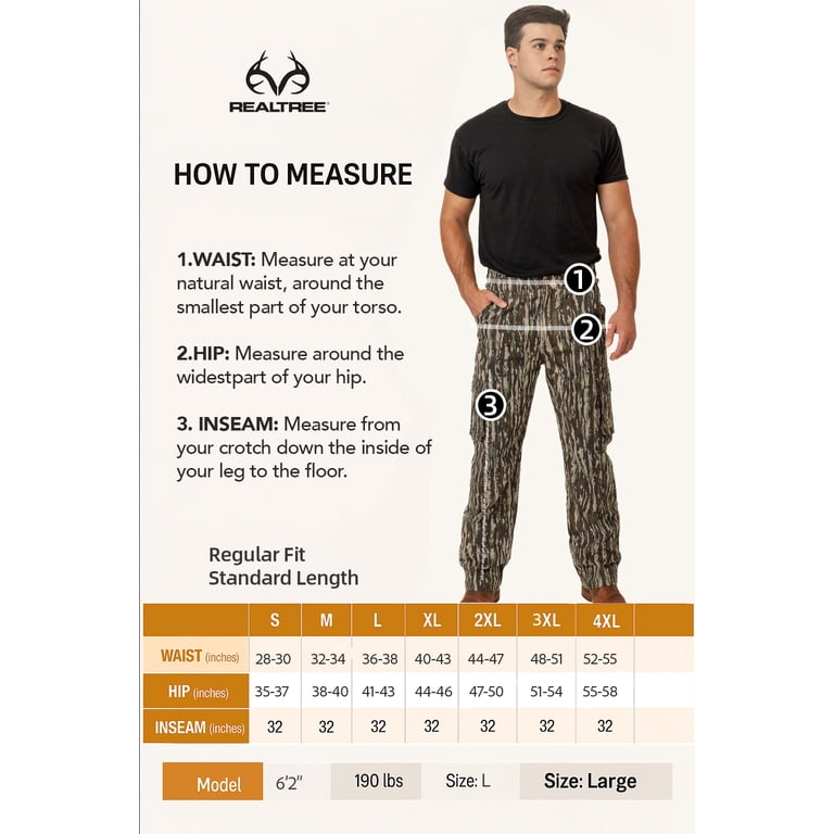 Realtree Men's 6 Pocket Hunting Pants, Original Timber Camo, Size