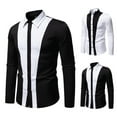 thumbnail image 3 of Men Lightweight Casual Classic Dress Shirt Stylish Solid Button Down Shirts Patchwork Slim Fit Long Sleeve Shirts Black L, 3 of 8