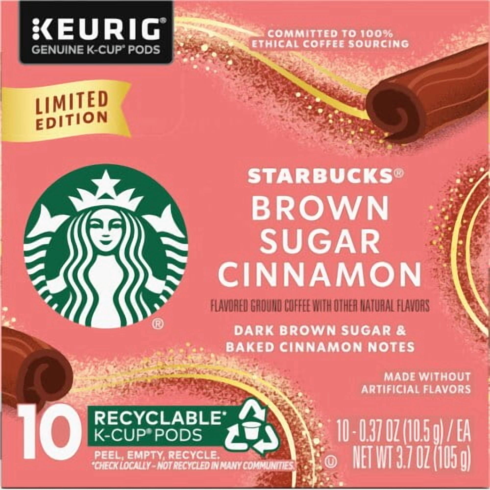 STARBUCKS Brown Sugar Cinnamon Ground Coffee K-Cup Pods 10 ct - Pack of 2