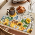 thumbnail image 3 of Vintage Sunflowers Honey Placemats Set of 4, Daisy Blue Flower Bee Home Sweet Non-Slip Place Mats Washable Table Mats for Kitchen Dining Table Decorations Indoor/Outdoor, 3 of 9
