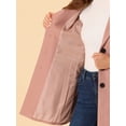 thumbnail image 6 of Unique Bargains Women's Notched Lapel Single Breasted Outwear Long Coat XL Dusty Pink, 6 of 7