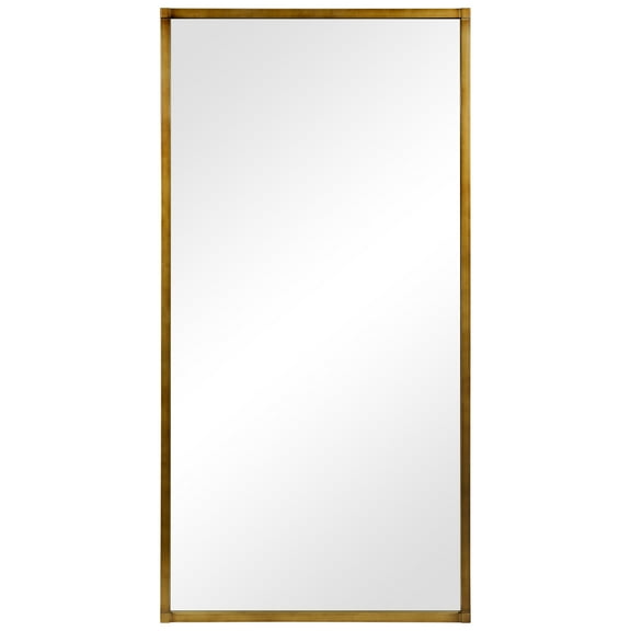 Brushed Gold Metal Framed Rectangular Wall Mirror, 80"x40"