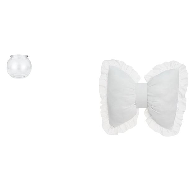 Acuario de escritorio,Pecera pequeña transparente,pecera,jarrón,mesa,Cojín con lazo bonito,Almohada con forma de lazo,bonito cojín decorativo con lazo,Funda de almohada con lazo suave y