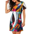 thumbnail image 2 of Logiee Abstract Jazz Instrumental Print Nightgowns for Women,Soft Short-Sleeved Lightweight Sleepwear, Loose Sleepshirts, 2 of 6