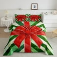thumbnail image 2 of Feelyou Red Xmas Bowknot Queen Comforter Set, Christmas Gifts Bedding Sets, Green Geometric Stripes Reversible Bedding Comforter Set, Luxury Bedroom Decor,3 Pieces, 2 of 8