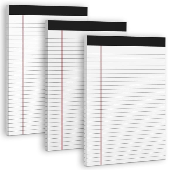 Bloques legales Roneky, color blanco, 8.5 x 11 pulgadas de ancho, rayados, 30 hojas, paquete de 3