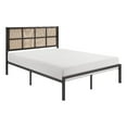 thumbnail image 1 of Pemberly Row Queen Platform Bed Framed Faux Cane Panel Headboard Dark Bronze, 1 of 11