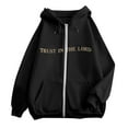 thumbnail image 5 of larppty Puff Print Lettering Oversized Full Zip Hoodie with Pocket - Y2K Preppy Pullover for Women Teens Girls（Black，L）, 5 of 6