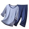 thumbnail image 4 of Ensemble Blouse et Pantalon en Coton Polyester à Manches Courtes et Col Rond pour Garçons et Filles, Tissu Doux et Respirant, Tenue Décontractée pour la Maison, Taille 2-16 Ans, 4 of 9