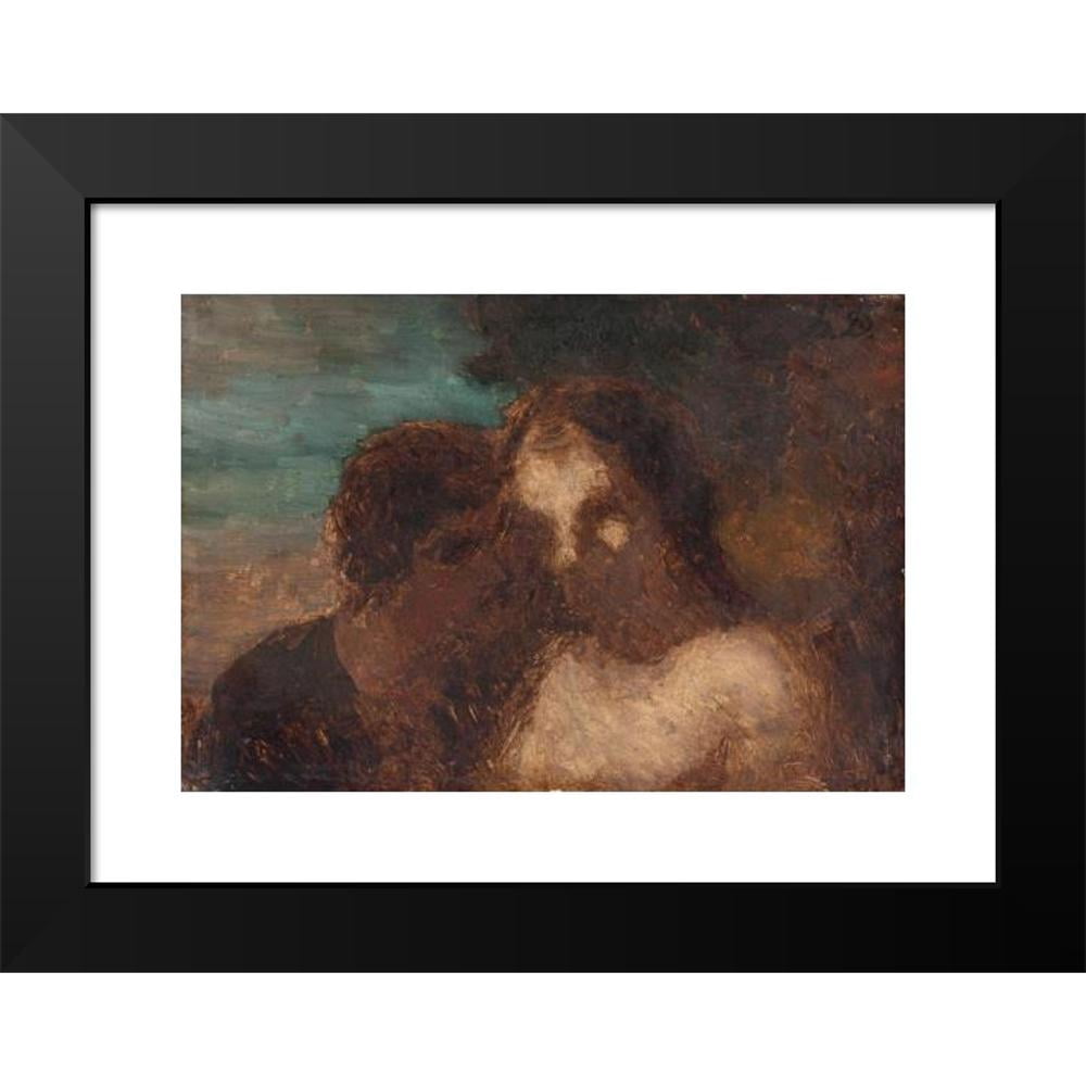 Honoré Daumier 18x14 Black Modern Framed Museum Art Print Titled - The Confidence or the Kiss of Judas (1859)