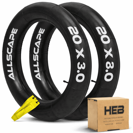 HEB - Heavy Duty Bike Tube for Ebike - Puncture Resistant Inner Tube for 20x3 Bike Tire, Fat Tire, MTB, 20 inch x 3.0 inch Bike Tubes (2 Pack)