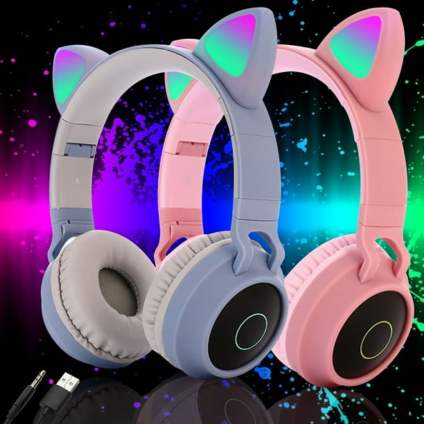 Bluetooth 5.0 Cat Ear Headphones Foldable OnEar Stereo Wireless