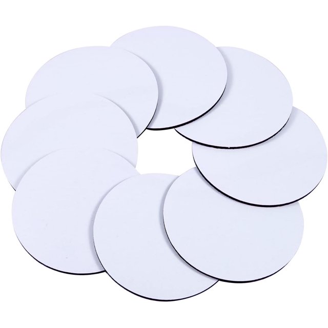 Juego de 8 posavasos redondos blancos de caucho de carbono para bebidas, lavables, para tazas y utensilios de cocina.