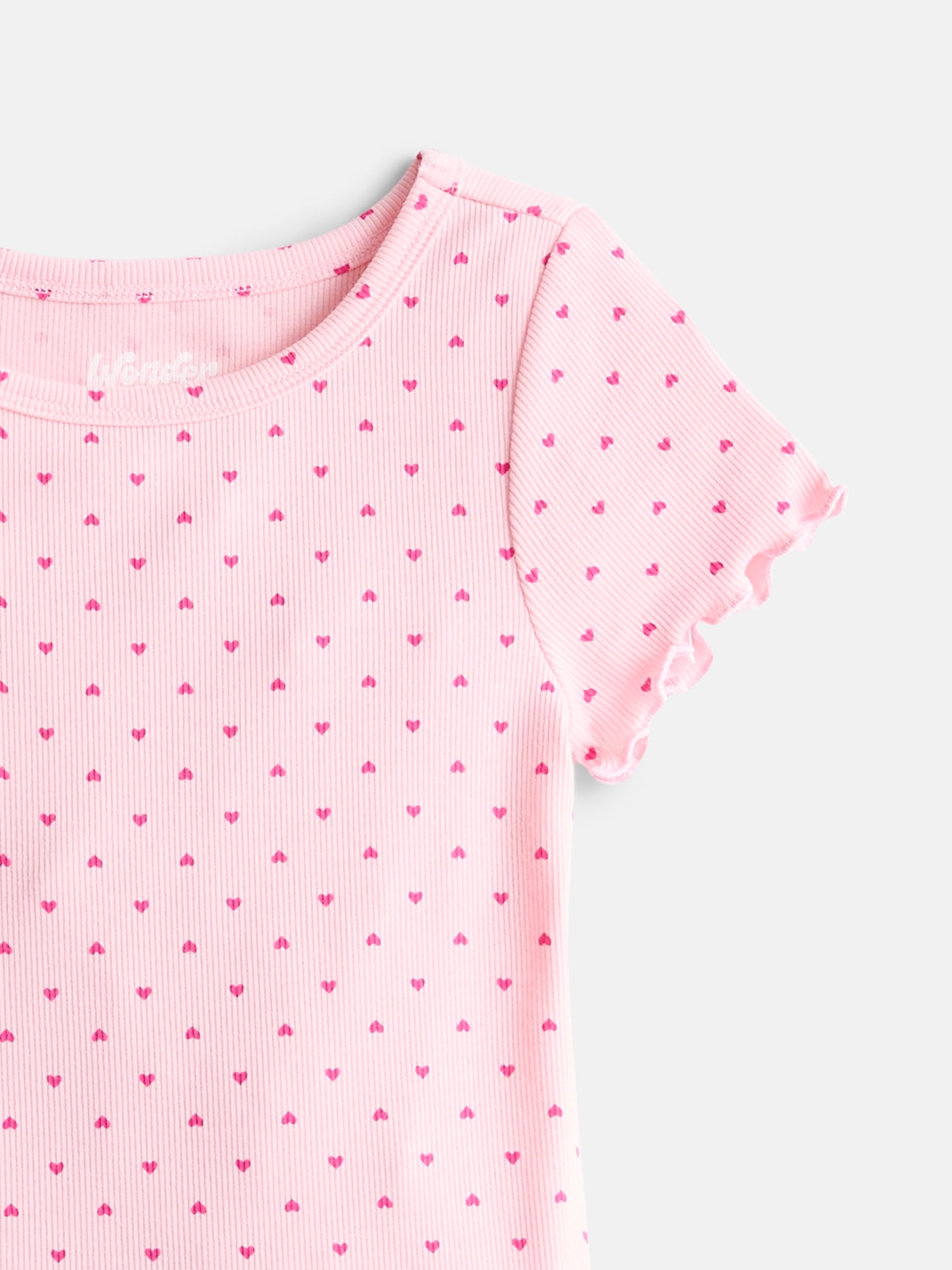 Wonder Nation Girls Lettuce Edge Tee with Short Sleeves, Sizes 4-18 & Plus
