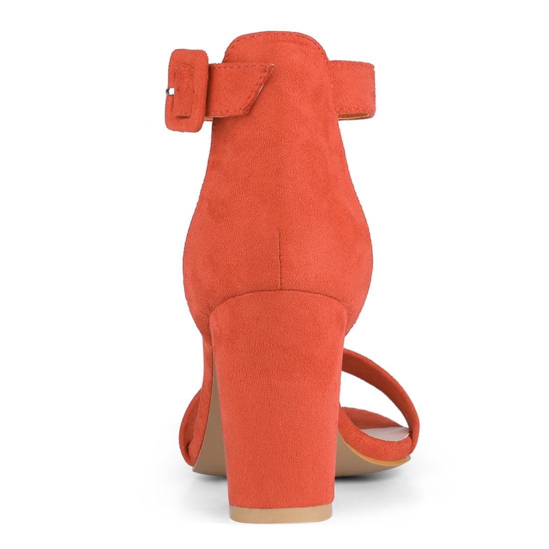 Unique Bargains Women's Chunky High Heel Ankle Strap Sandals 2 Packs Orange Black 10