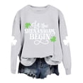 thumbnail image 4 of St Patricks Day Womens Crewneck Sweatshirt Letter Print Shirt Clover Shamrock Graphic Long Sleeve Pullover Tops Irish Tshirt Light Gray S, 4 of 4