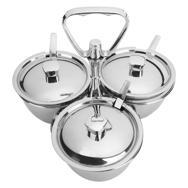 Seasoning Container Pots Set, Seasoning Container Pots Spice Jar Spice Rack, Stainless Steel For Home Kitchen Or Bar Kitchen Utensils Home,Kitchen,Counter J13390(3) 3Pcs Rotating Seasoning Pot Set