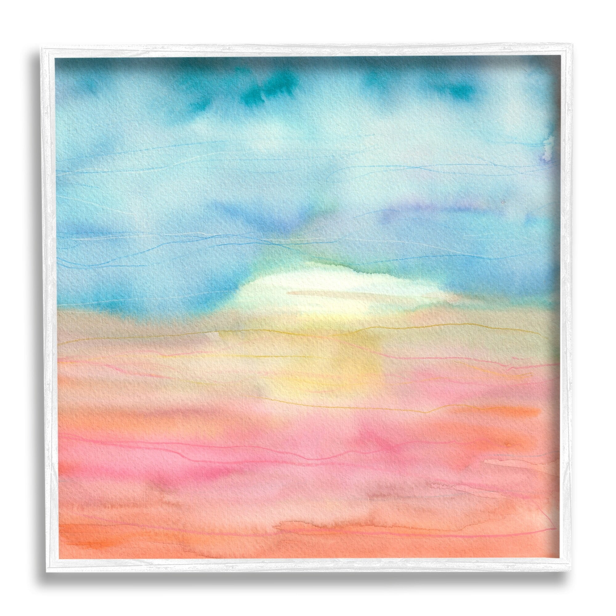 Stupell Industries Abstract Watercolor Landscape Sun Rising Horizon Sky Painting White Framed Art Print Wall Art, Design by Elvira Errico