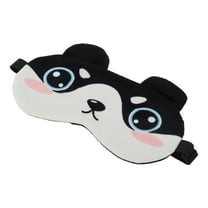 Unique Bargains 1 Pc Black White Cartoon Round Eyes Sleep Mask Soft Eye Shade Cover for Travel for Rest