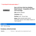 thumbnail image 2 of Rear Left Driver Side Door Molding - Black Textured - Compatible with 2007 - 2014 Ford Edge 2008 2009 2010 2011 2012 2013, 2 of 2