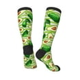 thumbnail image 4 of Balery Avocado Green Striped Printed Novelty Socks Men's Women's Crew Socks Sports Socks Knee High Socks Cotton Socks Quirky and Cool Socks, 4 of 9