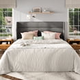 thumbnail image 2 of Frostbloom King Size Linen Upholstered Platform Bed Frame with Wingback Headboard, No Box Spring Needed, Dark Gray, 2 of 8