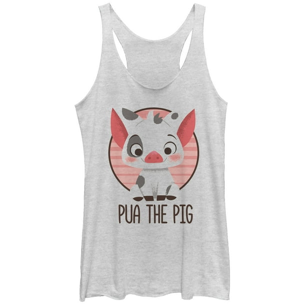 Women S Moana Pua The Pig Racerback Tank Top White Heather Medium Walmart Com