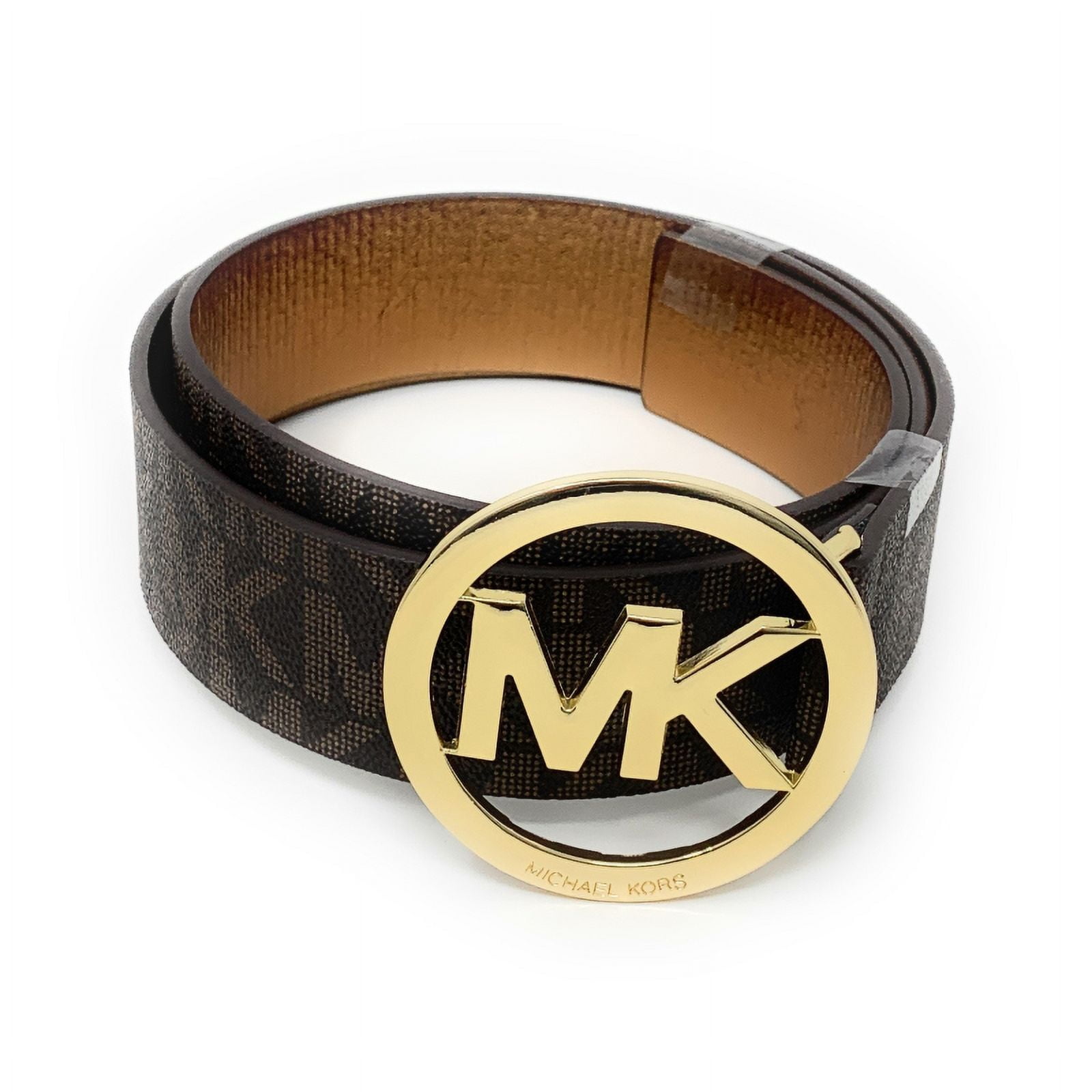 Michael Kors Mk Signature Monogram Logo Wide Belt Vanilla Medium 