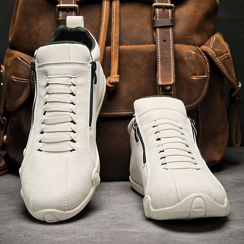 CORASUN Men's Waterproof Casual Shoes, Lightweight & Non-Slip, with Side Zipper, for Daily Wear, Hiking, Driving, High-Top Fashion Sneakers