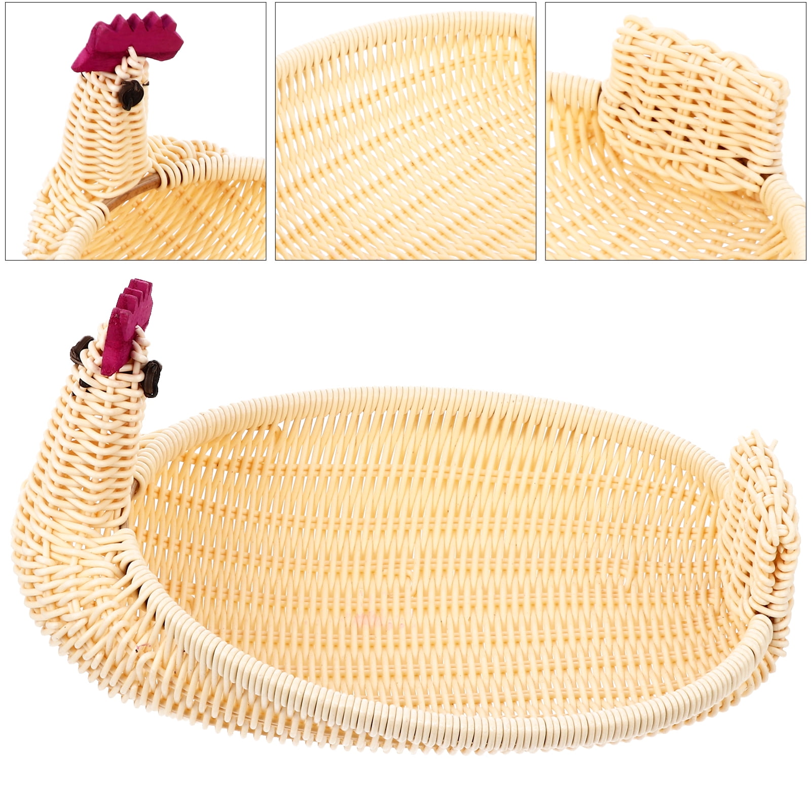 BEADCEST Beige Rattan Storage Baskets for Fruits and Candies with Animal Modeling 3Pcs