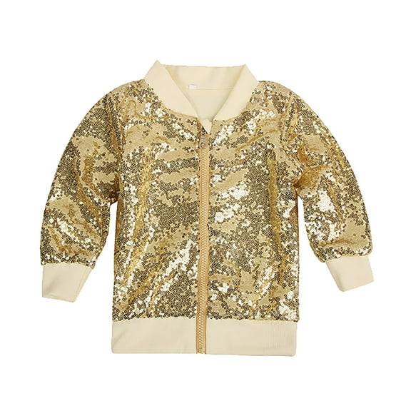 Coerni Kids Lightweight Bomber Jackets Girls Boys Flip Sequin Zipper Coat Jacket for Toddler Girls Birthday Outerwear Clothes